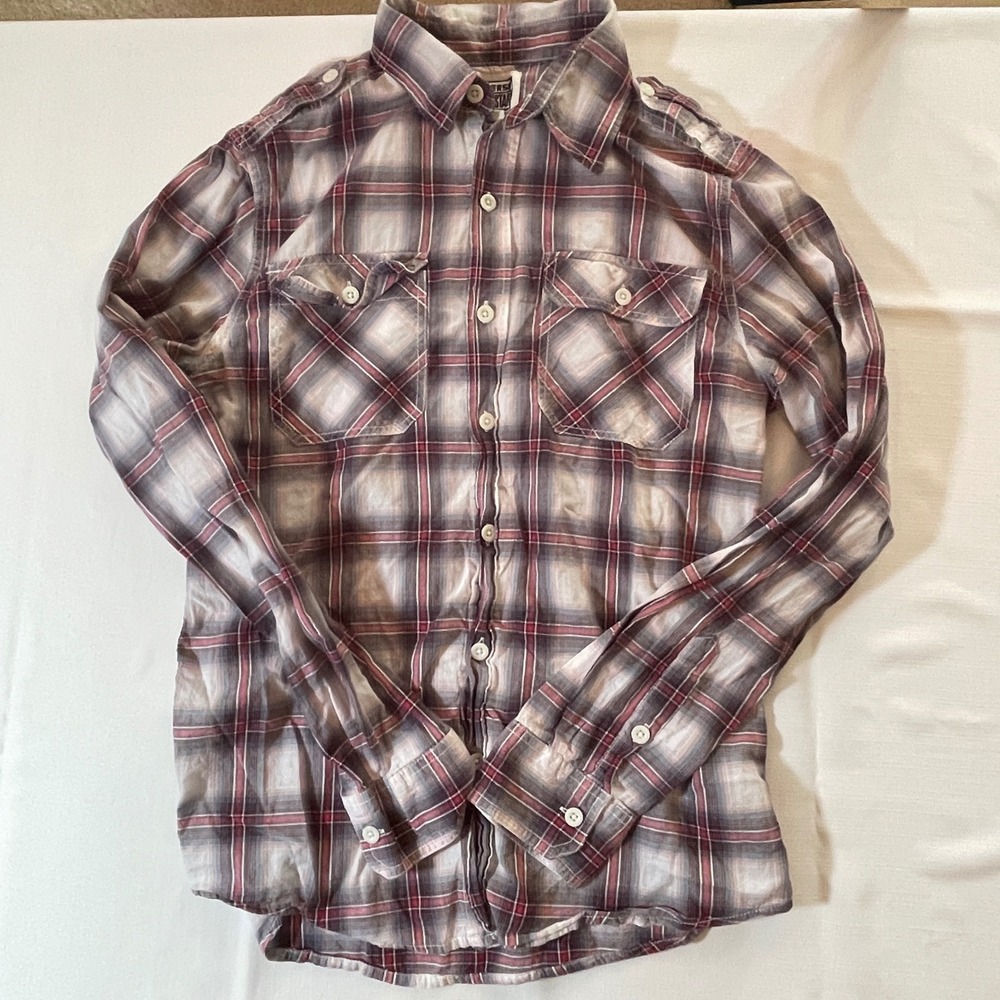 Converse‎ Plaid Shirt Button Up Long Sleeve Casual Western Style, Size S